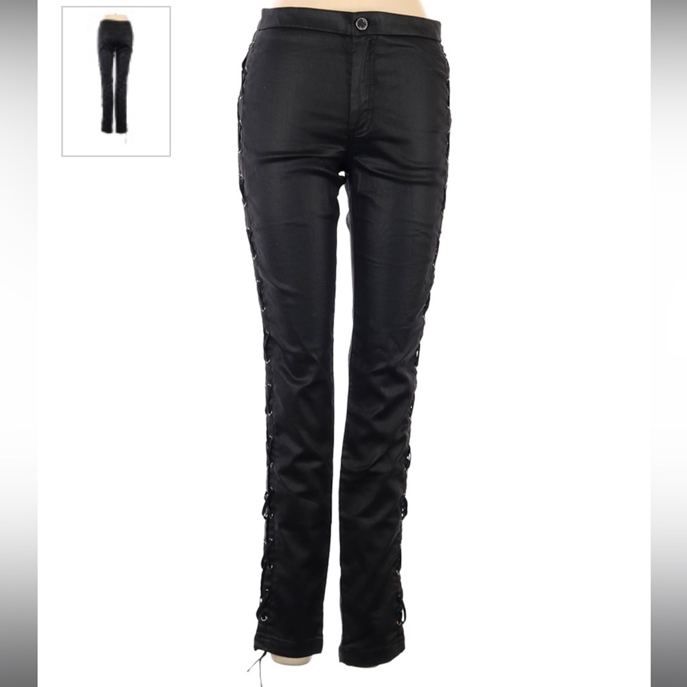 NWOT FRENCH CONNECTION COATED LEATHER SIDE TIE PANTS